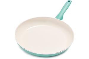 GreenPan Rio Padella Antiaderente in Ceramica Sana da 26 cm, Senza PFAS, Manico Fredda al Tatto, Sicuro in forno fino a 160°C, Turchese e Crema