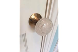 CHATTELS Beautiful Pair of Large Contemporary/Retro Round Clear Smooth Bubble Glass Antique Bronze Brass Mortice Door Knobs/Handles BDK-CL-AB