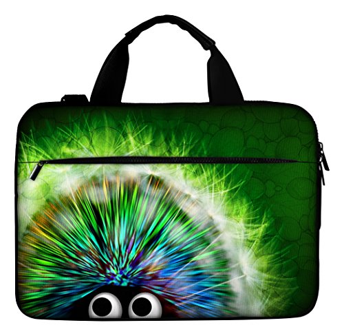 PEDEA Canvas Design Notebooktasche 17,3 Zoll (43,6 cm) mit Schultergurt, green hedgehog