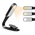 Book Light, USB Rechargeable Reading Light with Touch Sensor, Reading Lamp with 3 Eye-Care Adjustable Brightness Modes, Flexible Clip-on Book Light for Reading in Bed, Travel (Warm & White Light)