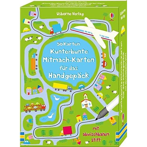 Kunterbunte Mitmach-Karten für das Handgepäck: 50 Karten mit abwischbarem Stift