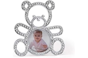 DRAGÉE D'AMOUR 3 cadres photo baptême ourson métal coloré (argent)