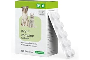 cp-pharma B-VIT Complex Tabletten | 100 Tabletten | Ergänzungsfuttermittel für Hunde und Katzen | Kann dabei helfen ein Mangel an B-Vitaminen auszugleichen | Viertelbare Smart-Tabs