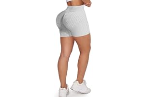 Memoryee Mujeres Leggings Pantalones Cortos de Yoga de Cintura Alta Plisados con Panal de Abeja para Gimnasio Levantamiento de glúteos Calientes Ejercicio Control Mallas