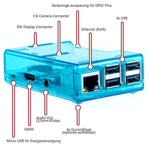 Electronic Alps Techniker Gehäuse SET für Raspberry Pi 3 mit Videokurs und Gummifüßen | GPIO Zugang | auch für Raspberry Pi 2 Modell B (blau/blue) - 3