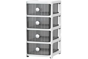 RETAAJ 2/3/4 Tier Plastic Storage Small Clear Drawers Tower Unit Home Office Desktop Bathroom School Stationary Make Up Organiser (4 TIER)