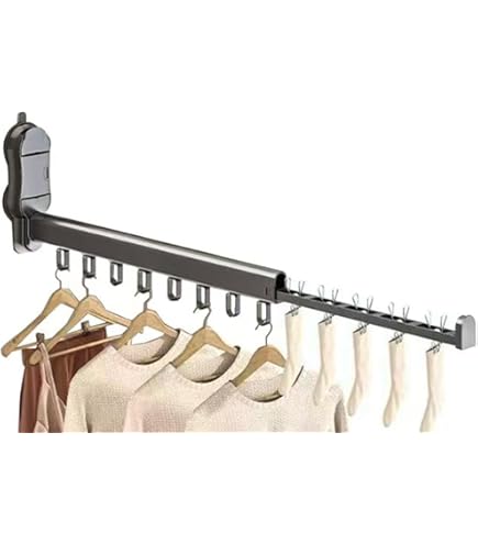 HONPHIER Droogrek Wasserij Opvouwbare Wandmontage Droogrek met Haken Sterke Kleding Luchter Indoor Outdoor Ruimtebesparende Droogrekken voor Balkon, Badkamer, Slaapkamer (zwart, 2-voudig