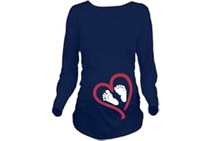 Q.KIM Donna Maglietta Premaman Senza Maniche/Maniche Corte/Maniche Lunghe T-Shirt Divertente Neonato - Footprint Serie