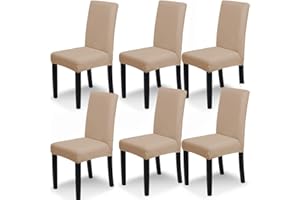 VEAKII Coprisedie con schienale 6 pezzi universali, lavabile Estraibile, coprisedile, molto facile da pulire e resistente, moderna sala da pranzo, hotel, arredamento ristorante (6 Pezzi, Khaki)