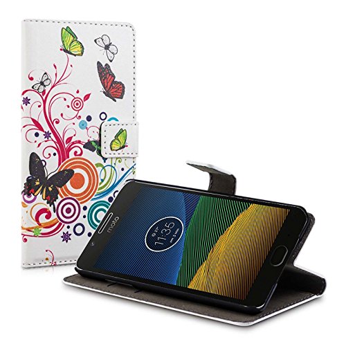 Funda Moto G5 Plus   Lincivius    Lenovo Moto G5 PLUS Bicolor  mariposa de color rosa oscuro  Estuche Wallet Originale Tapa Anti Golpes Resistente Accesorios Con Cierre Magn  tico