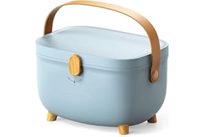 mumisuto Medicine Storage Box, First Aid Double Layers Multi Grid Large Capacity Medical Box Organizer Portable Chest Household Cabinet for Home Office School (Blue)