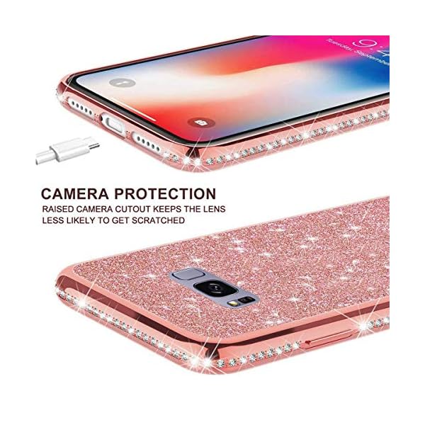 Homikon Silikon Hülle Kompatibel mit Samsung Galaxy S8 Plus Überzug TPU Bling Glitzer Strass Diamant Schutzhülle Ultra Dünn Kratzfest Soft Flex Silikon Handyhülle Tasche Case – Bild 3