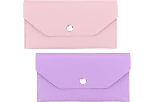 Bekecidi 2 Buste per Contanti Buste per Soldi In Pelle PU Buste per Soldi Riutilizzabili Impermeabili Portafoglio per Risparmio di Denaro per Studenti Impiegati Uomini e Donne (Rosa, Viola)