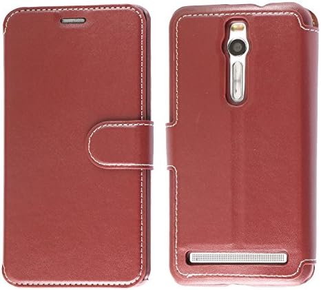 Asus Zenfone 2 Case, Mobest Asus Zenfone 2 Premium Leather Case, Asus Zenfone 2 Wallet Case, Magnetic Flip Case Cover [Wallet Stand], Card Slots For Asus Zenfone 2 ZE551ML - Wine Red