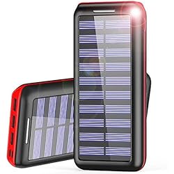 Batterie Externe AKEEM Améliorer 24000mAh Chargeur Solaire Portable avec Deux Entrées et 3 Ports USB de Power Bank Batterie pour iPhone,Smartphone, et autres