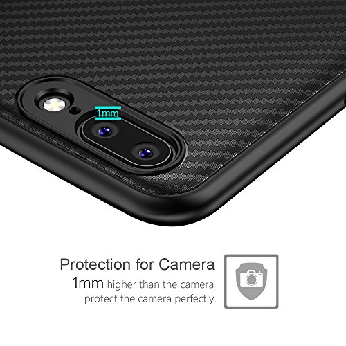 Funda OnePlus 5  Leathlux Carcasa OnePlus 5 Suave Silicona TPU Back Bumper Anti deslizamiento Skin Cover Fibra de Carbono Case Cover para OnePlus 5 5 5  - Negro