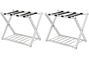 GIANTEX 2 Pz di Portavaligia Pieghevole, Portata 70 kg, a 2 Ripiani, con Scarpiera, Struttura in Ferro, Multiuso Salvaspazio, Ideale per Viaggio e Hotel, 63,5x44x67 cm, 2 Colori