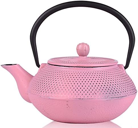 Japanese Cast Iron Teapot Tea Kettle Tetsubin Stainless Steel Infuser,0.8Litre,Pink