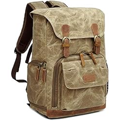 Sacs à Dos pour Appareils Photo Reflex Imperméable UBAYMAX Sacoche Sac DSLR Anti-Choc 15,6 Pouces Sac pour Ordinateur Portable Sac de Voyage Caméra pour Canon Nikon Sony Olympus (Kaki)