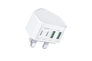 POIGET 40W USB C Charger Block, 4-Port Fast Charger Plug for iPhone 15 14 13 12 11 Pro Max Plus X XS XR 8, SE 2020, iPad, AirPods, Apple Watch, Samsung, UK Dual Port PD Power Adapter