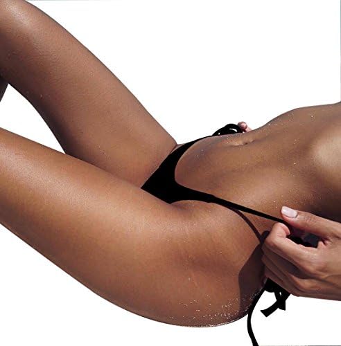 OKWIN Women Girl's Brazilian Bikini Bottom Ruched Back Mini Swimwear Bathing Thong Black