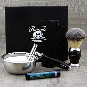 Haryali London Shaving Kit - 6 Pc Shaving Kit - Double Edge Safety Razor - Synthetic Hair Shaving Brush - Shaving Stand… - Image 2