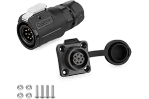 CNLINKO LP-16 Conector impermeable IP67 para cable Conector circular industrial Conector de carcasa PBT Conector de aviación estanco de liberación rápida M16 2-9 Pines Zócalo de brida (8 Pines)