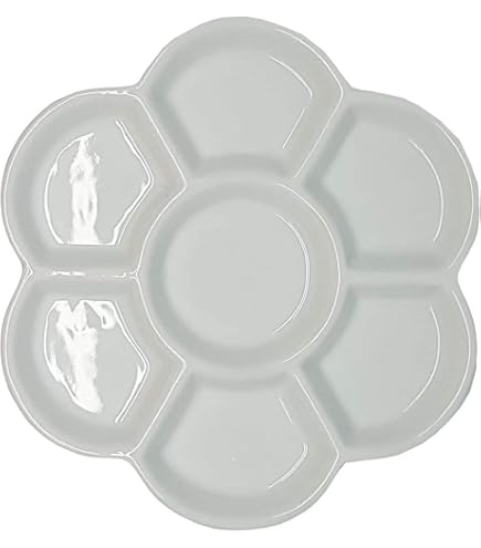 MEEDEN 3 Pack Tavolozza per acquerello in ceramica con coperchio, vassoio di miscelazione a 12 pozzetti in porcellana bianca Tavolozza per pittura artistica con coperchio
