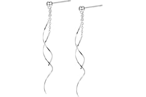 ASH'S CHOICE Silber Quasten Ohrringe für Damen, Alle Körper Massives Sterling Silber 925 Ohrringe Ohrstecker, Lange Quasten Welle Ohrringe, Hypoallergene Schmuck Ohrringe Tropfen Hängend Mädchen