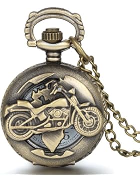 JewelryWe Vintage Taschenuhr Herren Unisex Analog Quarz Uhr mit Halskette Kette Kettenuhr Pocket Watch Vatertag...