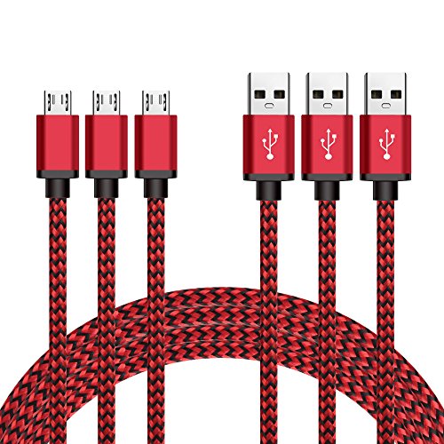 Micro USB Kabel Nylon, BeneStellar (3 Pack 1,8m) High Speed USB 2.0 A Male auf Micro B Synchronisations und Ladekabel für Android, Samsung, Huawei, HTC, Sony, Nexus, Xiaomi und mehr (Rot 1,8m)