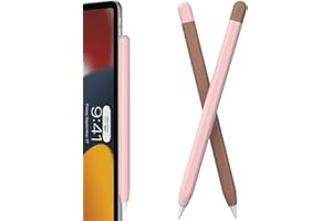 FAFALITHIC Lot de 2 Coque Pencil en Silicone Compatible avec Apple Pencil Pro & Apple Pencil 2ème Génération, Supporte la Charge Magnétique et Double Tap (Brun + Rose)