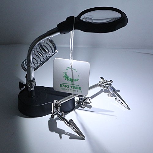 EMOTREE 3,5/12 Fach Dritte Hand Vergrößerung LED Lupe mit Halter Klemmen Platinenhalter Löthilfe Arbeitsplatz Tischlupe - 4