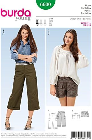 Burda B6600 Capri Pants and Shorts Sewing Pattern Paper 19 x 13 x 1 cm White