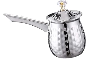 Colcolo Cafetera turca de Material Acero Inoxidable, cafetera pequeña, cafetera para Leche, Jarra para derretir, cafetera Griega, cafetera para, Plata 400ml