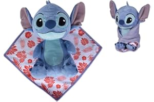 SIMBA CADEAUX STORE Stitch Lilo&Stitch – Peluche Stitch nel Suo Quadrato Doudou/Coperta 25 cm di qualità Super Morbida