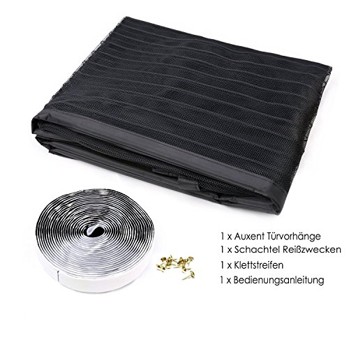 Auxent Fliegengitter Tür 100 x 220cm mit Magnetverschluss, Insektenschutz Magnetvorhang für Wohnzimmer, Balkontür, Kellertür und Terrassentür, Kinderleichte Klebemontage ohne Bohren, Schwarz - 9