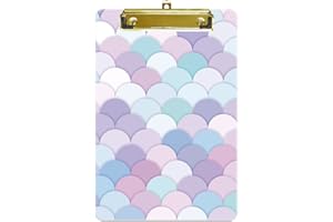 Hnogri Small Plastic Clipboard, Fashion Design A5 Size Memo Clipboards for Students, Kid, Women, Office, School, Low Profile Clip, Cute Custom Pattern, Mini Clipboard Size 6" x 9", Art Flake