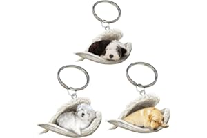 AUSAGG Porte-clés en acrylique avec pendentif en forme d'ange endormi pour femme et fille