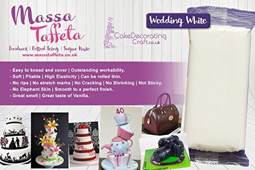 Massa Taffeta | Fondant | Sugarpaste | Ready Rolled Icing | Cake Craft | White (5KG)