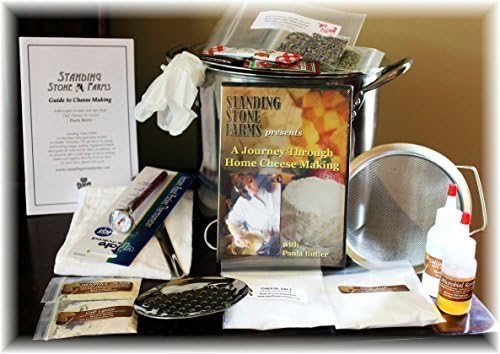 Standing Stone Farms Complete DIY Cheese Making Kit PLUS DVD - Equipment &amp; Ingredients! Feta, Chevre, Mozzarella, Burrata, Burricotta, Cheddar Cheese Curds, Ricotta, Monterey Jack, Cream Cheese and Butter! by Standing Stone Farms
