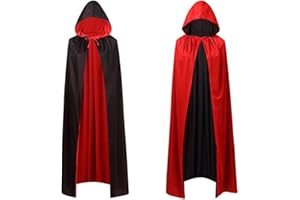 FQUVSP Vampire Cape Capuche Noir Rouge Réversible Cape pour fête d'halloween Costume Halloween Cosplay Costume de Carnaval Carnaval Cape À Capuche Enfants et Adultes