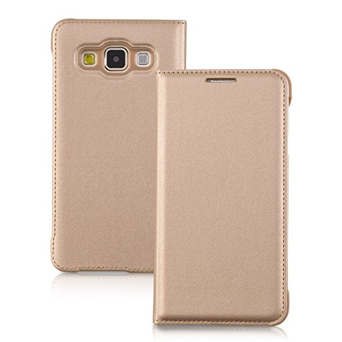 kwmobile Funda para Samsung Galaxy A3  2015  - Carcasa para m  vil de  Cuero sint  tico  - Case  Plegable  en  Dorado 