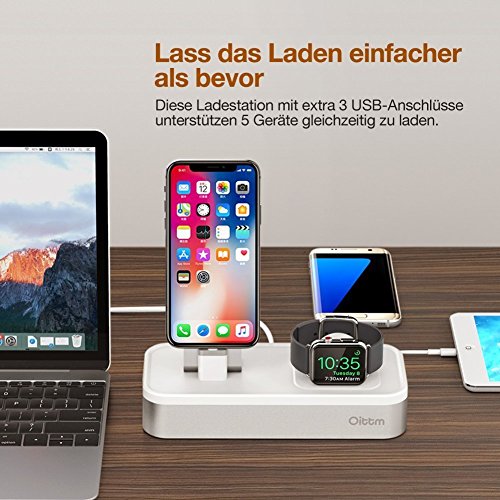 Oittm 5 USB Ladestation f  r iPhone und Apple Watch Series 3 Apple Watch Series 2 Apple Watch Series 1 iPhone 8 iPhone 8 plus iPhone X iPhone 6 Plus i