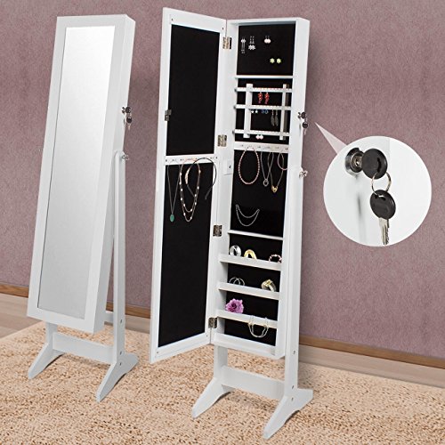 Homelux Schmuckschrank Spiegelschrank Standspiegel Schmuckkasten (B x H x T): 34 x 146,5 x 30 cm Weiß - 4