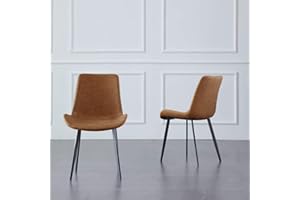 ‎JIEXI Internet Sensation Home Skandinavische Schreibtischstühle für Erwachsene, Sattelleder, für Häuser, Wohnen, Essen, wasserdicht (2 Stück), Orange