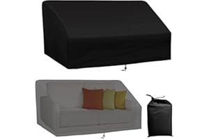 Unnosin Gartensofa Schutzhülle Wasserdicht UV-beständig, Silberbeschichteter 420D Oxford Gartenmöbel Abdeckung Gartenbank Abdeckung (3-4 Sitzer, Schwarz, 200×93×88/64 cm)