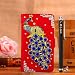Produktbild Locaa(TM) For Microsoft Lumia 540 Nokia Lumia540 3D Bling Pfau Case + Griffel + Anti Dust plug Deluxe Luxus Perlen Diamant niedlich Schöne Retro Card Holder Wallet Protection Hülle - [Pfau Serie] Rot Holster - Dunkelblau Pfau
