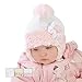 Baby Girl Girls Infant Hat Autumn Winter Christening Hat 0 3 6 9 12 18 mths (0-3 months 40cm, White/Pink)