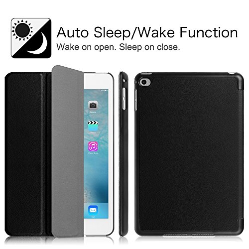 iPad Mini 4 Hülle – Fintie Ultradünn Superleicht Smart Cover Schutzhülle Tasche Case mit Ständer und Auto Sleep / Wake Funktion für Apple iPad mini 4, Schwarz - 3